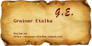 Greiner Etelka névjegykártya